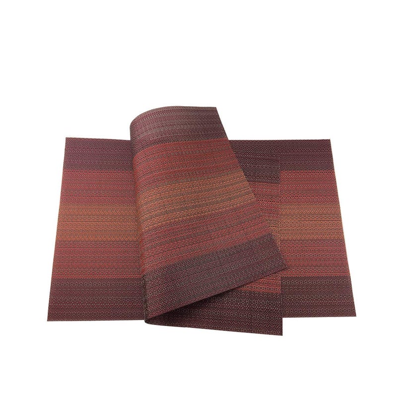 Gugrida Exquisite Woven Vinyl Placemats for Dining Table Heat Resistant PVC Table Mats (Pack of 6, Red) - Image 2